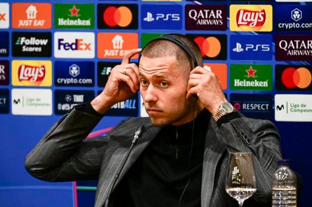 Waldemar Anton 3 (Borussia Dortmund), Pressekonferenz vor FC Barcelona, Barca vs. Borussia Dortmund, Fussball, Champions League, Achtelfinale, 08.04.2025 Barcelona Katalonien Spanien