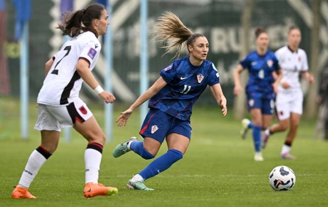 Croatia v Albania - UEFA Women s Nations League 2024 25 Grp B4 MD4 ZAGREB, CROATIA - APRIL 8: Croatia s Ivana Slipcevic during the UEFA Women s Nations League 2024 25 Grp B4 MD4 match between Croatia and Albania at SC Rudes on April 8, 2025 in Zagreb, Croatia.  MarkoxLukunic PIXSELL