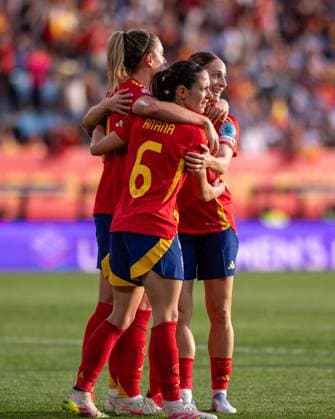 April 8, 2025, Vigo, Guimaraes, Spain: ALEXIA PUTELLAS from Spain(W) seen celebrating his goal during the UEFA Woman Nations League 2024 25 match between Spain(W) and Portugal(W) at Balaidos Stadium on April 8, 2025 in Vigo, Spain.Final score: Spain(W) 7 - 1 Portugal Vigo Spain - ZUMAl192 20250408_zsp_l192_017 Copyright: xMiguelxLemosx