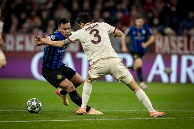 FOOTBALL : UEFA Champions League, FC Bayern Munich - Inter Milan, quarter-final, first leg, Allianz Arena. 08 04 2025 Lautaro Martinez 10  Copyright: xelyxandroxcegarrax