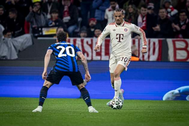 FOOTBALL : UEFA Champions League, FC Bayern Munich - Inter Milan, quarter-final, first leg, Allianz Arena. 08 04 2025 Leroy Sane 10  Copyright: xelyxandroxcegarrax