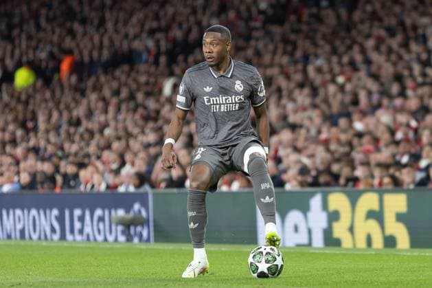 Arsenal v Real Madrid. UEFA Champions League, Quarter-Final, Leg 1 of 2, Football, The Emirates Stadium, London, UK - 08 Apr 2025 David Alaba of Real Madrid in action London Emirates Stadium London GBR, UK NEWSPAPERS OUT Copyright: xEllixBirchx