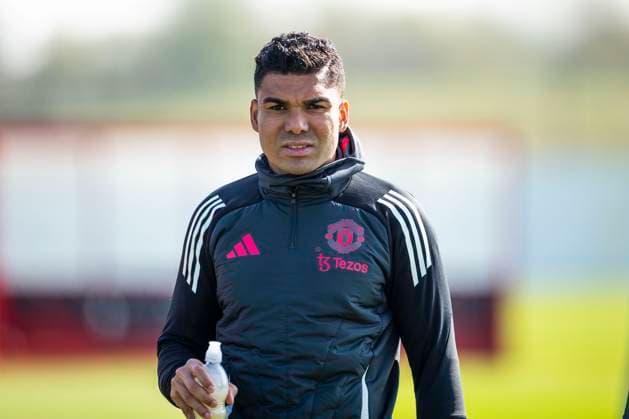 Manchester United, ManU FC Training Casemiro 18 of Manchester United F.C during Manchester United FC Training ahead of the Lyon v Manchester United Europa League Quarter-Final match, at Carrington Training Centre, Manchester, England, United Kingdom on 9 April 2025 Credit: Mike Morese Every Second Media Editorial use only. All images are copyright Every Second Media Limited. No images may be reproduced without prior permission. Copyright: xIMAGO EveryxSecondxMediax ESM-1411-0025 MikexMoresex xEveryxSecondxMediax