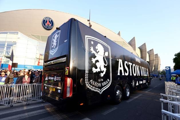 The Aston Villa coach arrives. Paris Saint-Germain v Real Madrid, UEFA Champions League, Quarter Final, First Leg, Football, Parc des Princes, Paris, France - 09 Apr 2025 EDITORIAL USE ONLY No use with unauthorised audio, video, data, fixture lists, club league logos or live services. Online in-match use limited to 120 images, no video emulation. No use in betting, games or single club league player publications. Copyright: xJamesxMarsh Shutterstockx 15243606v