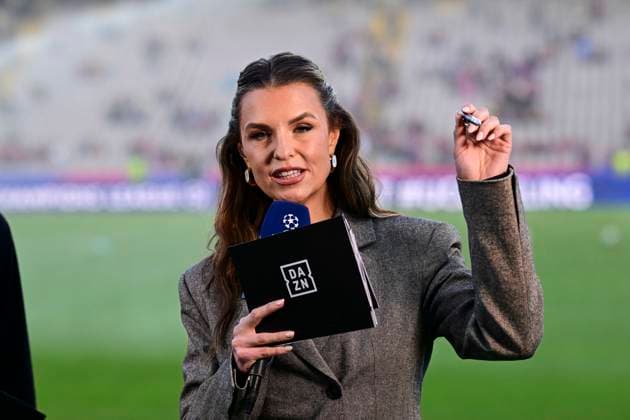 Laura Wontorra, FC Barcelona, Barca vs. Borussia Dortmund, Fussball, Champions League, Viertelfinale, 09.04.2025 Barcelona Katalonien Spanien