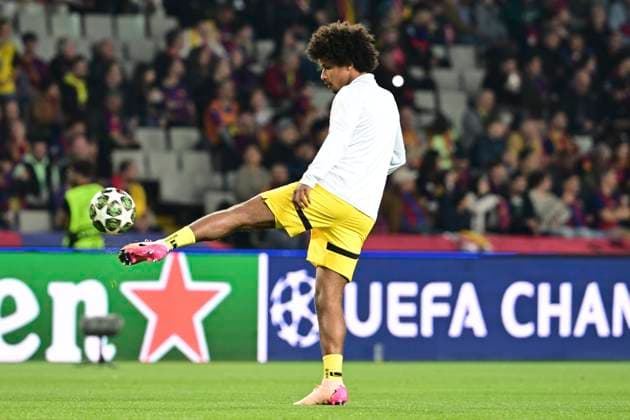 Karim Adeyemi 27 (Borussia Dortmund), FC Barcelona, Barca vs. Borussia Dortmund, Fussball, Champions League, Viertelfinale, 09.04.2025 Barcelona Katalonien Spanien