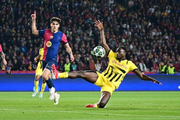Serhou Guirassy 9 (Borussia Dortmund), FC Barcelona, Barca vs. Borussia Dortmund, Fussball, Champions League, Viertelfinale, 09.04.2025 Barcelona Katalonien Spanien