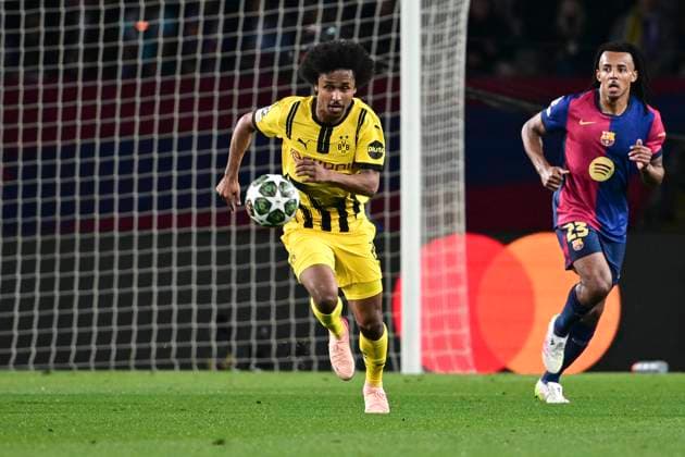 Karim Adeyemi 27 (Borussia Dortmund), FC Barcelona, Barca vs. Borussia Dortmund, Fussball, Champions League, Viertelfinale, 09.04.2025 Barcelona Katalonien Spanien