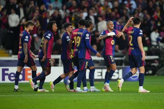 Barcelona, Spain, Season 2024 2025, UEFA Champions League, Quarter-Finals, first leg, FC Barcelona, Barca v Borussia Dortmund, Lluis Companys Stadium, 9 April 2025 Copyright: xBaguxBlancox xPressinphotox