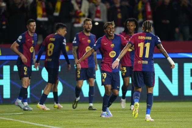 Barcelona, Spain, Season 2024 2025, UEFA Champions League, Quarter-Finals, first leg, FC Barcelona, Barca v Borussia Dortmund, Lluis Companys Stadium, 9 April 2025 Copyright: xSergioxRuizx xPressinphotox