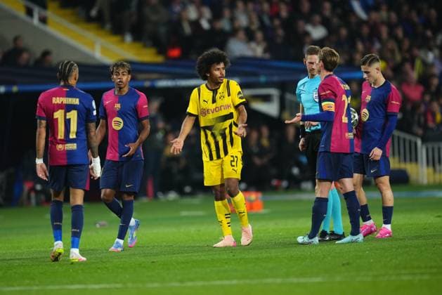 ESP: FC Barcelona, Barca v Borussia Dortmund. UEFA Champions League match. Quarter-Finals, firs leg Karim Adeyemi of Borussia Dortmund during the UEFA Champions League match, Quarter-Finals, firs leg, between FC Barcelona and Borussia Dortmund played at Lluis Companys Stadium on April 9 2025 in Barcelona Spain. kpng Copyright: xBaguxBlancox xPRESSINPHOTOx PS_240409_COP_BAR_BOR_4015