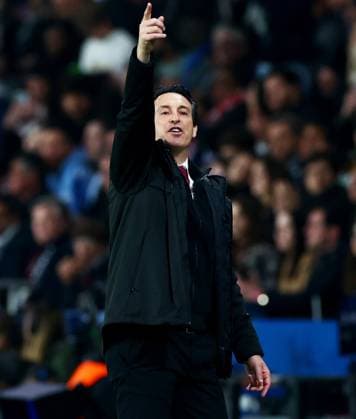 Aston Villa Manager Unai Emery. Paris Saint-Germain v Aston Villa, UEFA Champions League, Quarter-Finals, 1st Leg, Football, Parc des Princes, Paris, France - 09 Apr 2025 EDITORIAL USE ONLY No use with unauthorised audio, video, data, fixture lists, club league logos or live services. Online in-match use limited to 120 images, no video emulation. No use in betting, games or single club league player publications. Copyright: xJamesxMarsh Shutterstockx 15243606cg