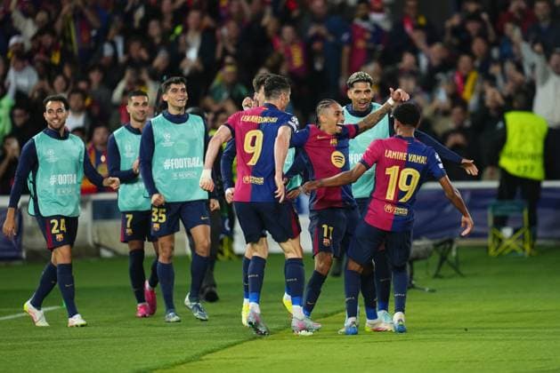 Barcelona, Spain, Season 2024 2025, UEFA Champions League, Quarter-Finals, first leg, FC Barcelona, Barca v Borussia Dortmund, Lluis Companys Stadium, 9 April 2025 Copyright: xBaguxBlancox xPressinphotox