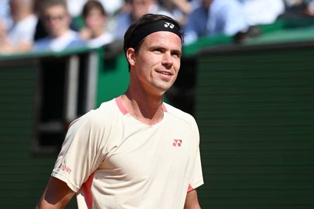 DANIEL ALTMAIER, Germania, Monte Carlo Masters 2025, Altmaier vs Alcaraz 3-6 1-6 , 10-04-2025, Azione, Action, Single shot, Close up TENNIS MONTE CARLO MASTERS 2025