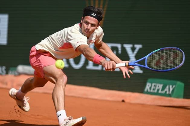 Sport Bilder des Tages DANIEL ALTMAIER, Germania, Monte Carlo Masters 2025, Altmaier vs Alcaraz 3-6 1-6 , 10-04-2025, Azione, Action, Single shot TENNIS MONTE CARLO MASTERS 2025