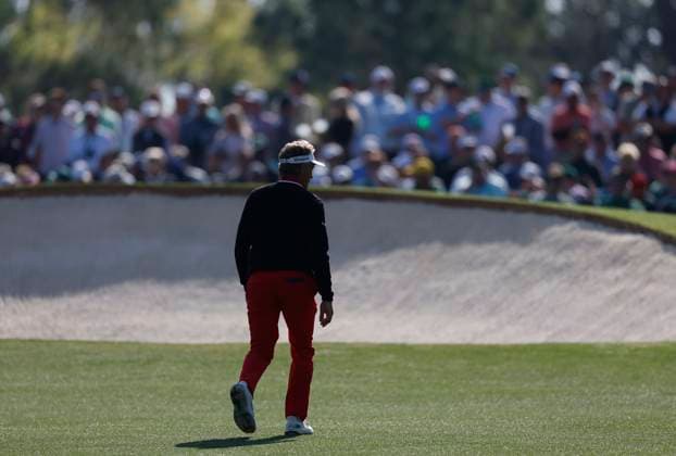 Bernhard Langer of Germany walks up to the seventh green during the first round of the Masters golf tournament at Augusta National Golf Club in Augusta, Georgia on Thursday, April 10, 2025.  AUG20250410547 JOHNxANGELILLO