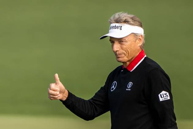 250410 Bernhard Langer of Germany during the first round of the 2025 Masters Golf Tournament on April 10, 2025 in Augusta. Photo: Petter Arvidson BILDBYRAN kod PA PA1007 bbeng golf masters the masters augusta us masters jubel Copyright: PETTERxARVIDSON BB250410PA040