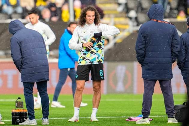 UEFA Europa League 24 25, quarterfinal, 1 match, Bodo Glimt Lazio Bodo 20250410 Lazios Matteo Guendouzi at the start of the first UEFA Europa League quarterfinal match between Bodo Glimt and Lazio at Aspmyra Stadium in Bodo Photo Lise Aserud NTB Bodo Norway EDITORIAL USE ONLY RESTRICTED USE FOR BETTING COMPANIES  Copyright: xLisexAserudx xNTBx