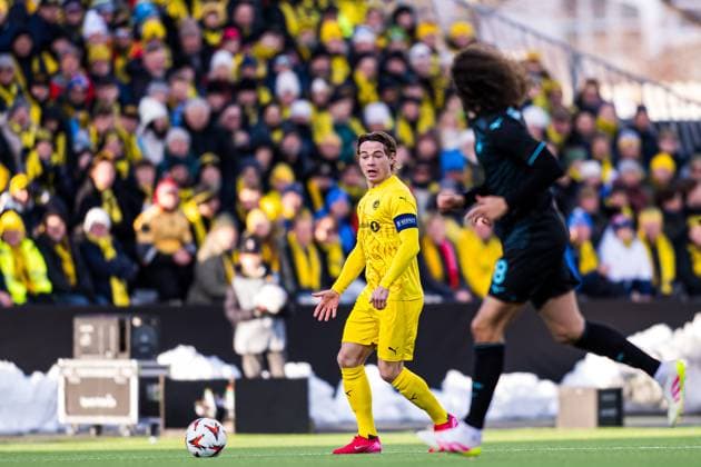 250410 Patrick Berg of Bodo Glimt during the UEFA Europa League quarter-final football match between Bodo Glimt and Lazio on April 10, 2025 in Bodo. Photo: Marius Simensen BILDBYRAN COP 238 bbeng bodo bodo glimt football fotball fotboll kvartfinale lazio quarter-final soccer uefa europa league Copyright: MARIUSxSIMENSEN BB250410BB539