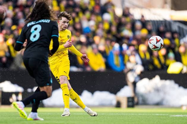 250410 Hakon Evjen of Bodo Glimt during the UEFA Europa League quarter-final football match between Bodo Glimt and Lazio on April 10, 2025 in Bodo. Photo: Marius Simensen BILDBYRAN COP 238 bbeng bodo bodo glimt football fotball fotboll kvartfinale lazio quarter-final soccer uefa europa league Copyright: MARIUSxSIMENSEN BB250410BB610