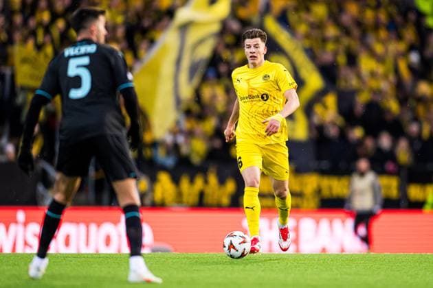 250410 Jostein Gundersen of Bodo Glimt during the UEFA Europa League quarter-final football match between Bodo Glimt and Lazio on April 10, 2025 in Bodo. Photo: Marius Simensen BILDBYRAN COP 238 bbeng bodo bodo glimt football fotball fotboll kvartfinale lazio quarter-final soccer uefa europa league Copyright: MARIUSxSIMENSEN BB250410BB751