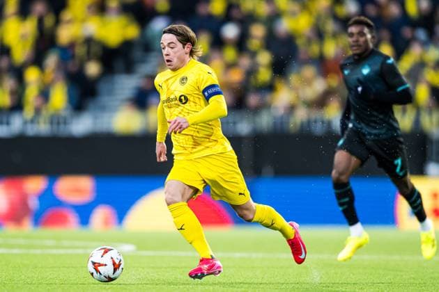 250410 Patrick Berg of Bodo Glimt during the UEFA Europa League quarter-final football match between Bodo Glimt and Lazio on April 10, 2025 in Bodo. Photo: Marius Simensen BILDBYRAN COP 238 bbeng bodo bodo glimt football fotball fotboll kvartfinale lazio quarter-final soccer uefa europa league Copyright: MARIUSxSIMENSEN BB250410ZF015