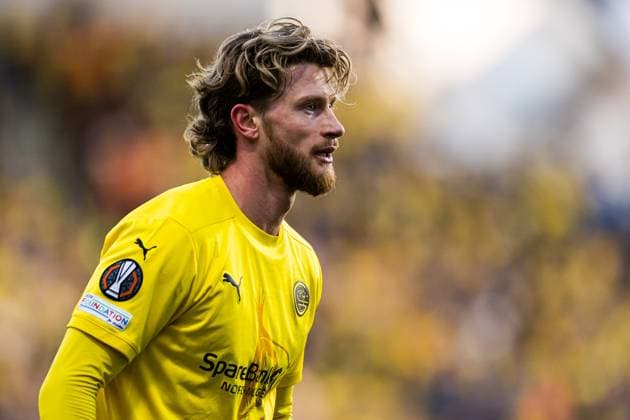 250410 Kasper Hogh of Bodo Glimt during the UEFA Europa League quarter-final football match between Bodo Glimt and Lazio on April 10, 2025 in Bodo. Photo: Marius Simensen BILDBYRAN COP 238 bbeng bodo bodo glimt football fotball fotboll kvartfinale lazio quarter-final soccer uefa europa league Copyright: MARIUSxSIMENSEN BB250410ZA019