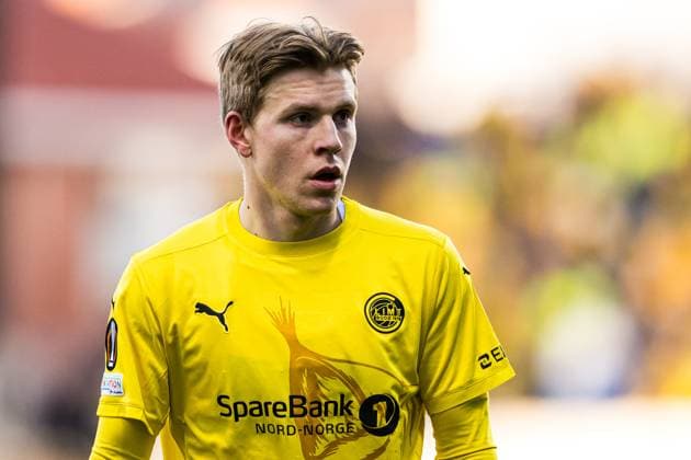 250410 Jens Petter Hauge of Bodo Glimt during the UEFA Europa League quarter-final football match between Bodo Glimt and Lazio on April 10, 2025 in Bodo. Photo: Marius Simensen BILDBYRAN COP 238 bbeng bodo bodo glimt football fotball fotboll kvartfinale lazio quarter-final soccer uefa europa league Copyright: MARIUSxSIMENSEN BB250410ZD018