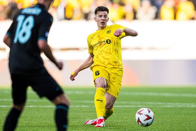 250410 Jostein Gundersen of Bodo Glimt during the UEFA Europa League quarter-final football match between Bodo Glimt and Lazio on April 10, 2025 in Bodo. Photo: Marius Simensen BILDBYRAN COP 238 bbeng bodo bodo glimt football fotball fotboll kvartfinale lazio quarter-final soccer uefa europa league Copyright: MARIUSxSIMENSEN BB250410ZI017