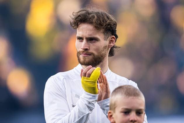 250410 Ole Didrik Blomberg of Bodo Glimt ahead of the UEFA Europa League quarter-final football match between Bodo Glimt and Lazio on April 10, 2025 in Bodo. Photo: Marius Simensen BILDBYRAN COP 238 bbeng bodo bodo glimt football fotball fotboll kvartfinale lazio quarter-final soccer uefa europa league Copyright: MARIUSxSIMENSEN BB250410ZA023