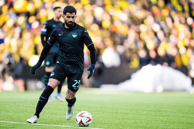 250410 Elseid Hysaj of Lazio during the UEFA Europa League quarter-final football match between Bodo Glimt and Lazio on April 10, 2025 in Bodo. Photo: Marius Simensen BILDBYRAN COP 238 bbeng bodo bodo glimt football fotball fotboll kvartfinale lazio quarter-final soccer uefa europa league Copyright: MARIUSxSIMENSEN BB250410ZB020