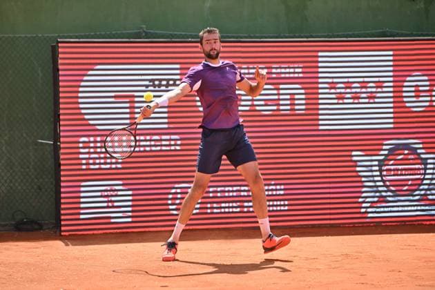 April 10, 2025, Madrid, Madrid, Spain: MARIN CILIC (CRO) playing the round of 8 match of the Grand Prix by Mercedes-Benz Open Comunidad de Madrid, at the Club de Campo Villa de Madrid on April 9, 2025. Madrid Spain - ZUMAc312 20250410_zsp_c312_003 Copyright: xOscarxManuelxSanchezx