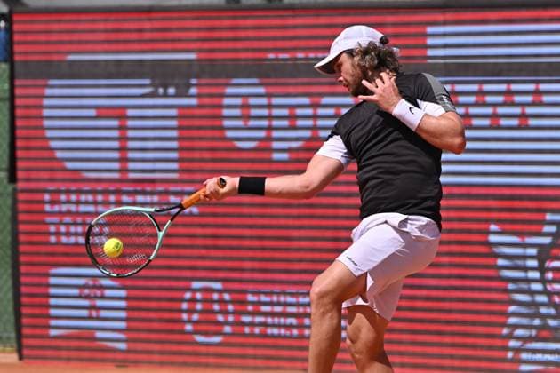 April 10, 2025, Madrid, Madrid, Spain: MARCO TRUNGELLITI (ARG) playing the round of 8 match of the Grand Prix by Mercedes-Benz Open Comunidad de Madrid, at the Club de Campo Villa de Madrid on April 9, 2025. Madrid Spain - ZUMAc312 20250410_zsp_c312_013 Copyright: xOscarxManuelxSanchezx