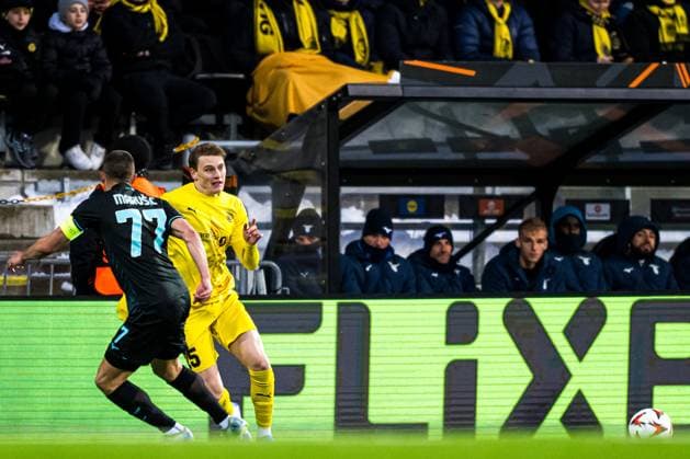 250410 Isak Dybvik Määttä of Bodo Glimt during the UEFA Europa League quarter-final football match between Bodo Glimt and Lazio on April 10, 2025 in Bodo. Photo: Marius Simensen BILDBYRAN COP 238 bbeng bodo bodo glimt football fotball fotboll kvartfinale lazio quarter-final soccer uefa europa league Copyright: MARIUSxSIMENSEN BB250410ZO026