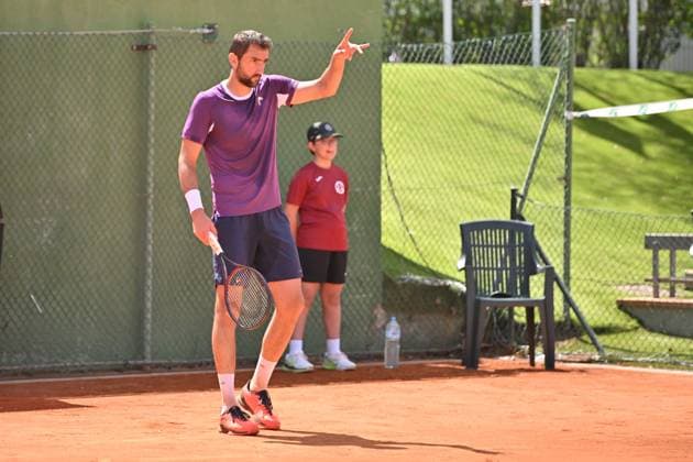 April 10, 2025, Madrid, Madrid, Spain: MARIN CILIC (CRO) playing the round of 8 match of the Grand Prix by Mercedes-Benz Open Comunidad de Madrid, at the Club de Campo Villa de Madrid on April 9, 2025. Madrid Spain - ZUMAc312 20250410_zsp_c312_018 Copyright: xOscarxManuelxSanchezx