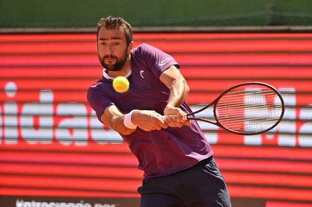 April 10, 2025, Madrid, Madrid, Spain: MARIN CILIC (CRO) playing the round of 8 match of the Grand Prix by Mercedes-Benz Open Comunidad de Madrid, at the Club de Campo Villa de Madrid on April 9, 2025. Madrid Spain - ZUMAc312 20250410_zsp_c312_032 Copyright: xOscarxManuelxSanchezx
