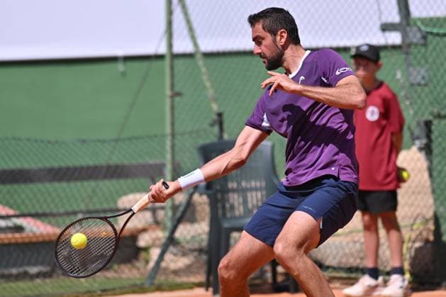 April 10, 2025, Madrid, Madrid, Spain: MARIN CILIC (CRO) playing the round of 8 match of the Grand Prix by Mercedes-Benz Open Comunidad de Madrid, at the Club de Campo Villa de Madrid on April 9, 2025. Madrid Spain - ZUMAc312 20250410_zsp_c312_057 Copyright: xOscarxManuelxSanchezx