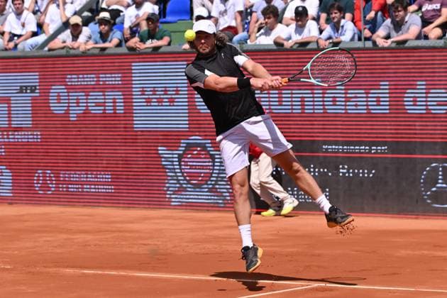 April 10, 2025, Madrid, Madrid, Spain: MARCO TRUNGELLITI (ARG) playing the round of 8 match of the Grand Prix by Mercedes-Benz Open Comunidad de Madrid, at the Club de Campo Villa de Madrid on April 9, 2025. Madrid Spain - ZUMAc312 20250410_zsp_c312_066 Copyright: xOscarxManuelxSanchezx