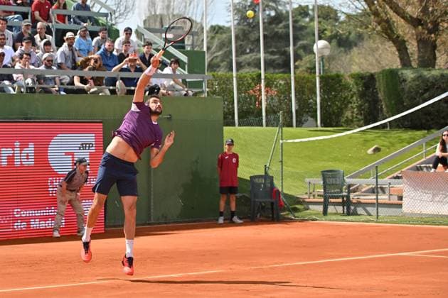 April 10, 2025, Madrid, Madrid, Spain: MARIN CILIC (CRO) playing the round of 8 match of the Grand Prix by Mercedes-Benz Open Comunidad de Madrid, at the Club de Campo Villa de Madrid on April 9, 2025. Madrid Spain - ZUMAc312 20250410_zsp_c312_068 Copyright: xOscarxManuelxSanchezx