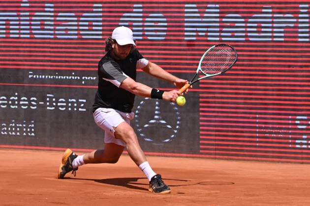 April 10, 2025, Madrid, Madrid, Spain: MARCO TRUNGELLITI (ARG) playing the round of 8 match of the Grand Prix by Mercedes-Benz Open Comunidad de Madrid, at the Club de Campo Villa de Madrid on April 9, 2025. Madrid Spain - ZUMAc312 20250410_zsp_c312_075 Copyright: xOscarxManuelxSanchezx