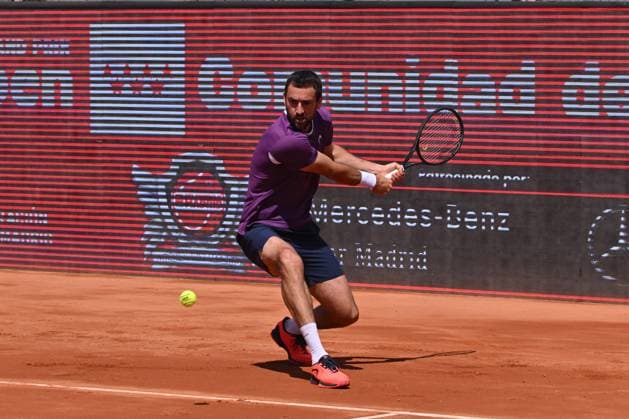 April 10, 2025, Madrid, Madrid, Spain: MARIN CILIC (CRO) playing the round of 8 match of the Grand Prix by Mercedes-Benz Open Comunidad de Madrid, at the Club de Campo Villa de Madrid on April 9, 2025. Madrid Spain - ZUMAc312 20250410_zsp_c312_093 Copyright: xOscarxManuelxSanchezx