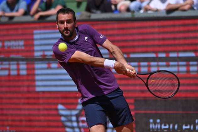 April 10, 2025, Madrid, Madrid, Spain: MARIN CILIC (CRO) playing the round of 8 match of the Grand Prix by Mercedes-Benz Open Comunidad de Madrid, at the Club de Campo Villa de Madrid on April 9, 2025. Madrid Spain - ZUMAc312 20250410_zsp_c312_038 Copyright: xOscarxManuelxSanchezx