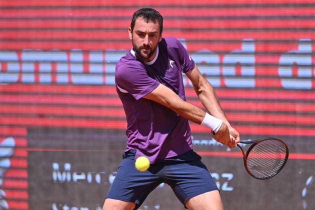 April 10, 2025, Madrid, Madrid, Spain: MARIN CILIC (CRO) playing the round of 8 match of the Grand Prix by Mercedes-Benz Open Comunidad de Madrid, at the Club de Campo Villa de Madrid on April 9, 2025. Madrid Spain - ZUMAc312 20250410_zsp_c312_043 Copyright: xOscarxManuelxSanchezx
