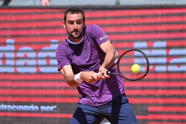 April 10, 2025, Madrid, Madrid, Spain: MARIN CILIC (CRO) playing the round of 8 match of the Grand Prix by Mercedes-Benz Open Comunidad de Madrid, at the Club de Campo Villa de Madrid on April 9, 2025. Madrid Spain - ZUMAc312 20250410_zsp_c312_044 Copyright: xOscarxManuelxSanchezx