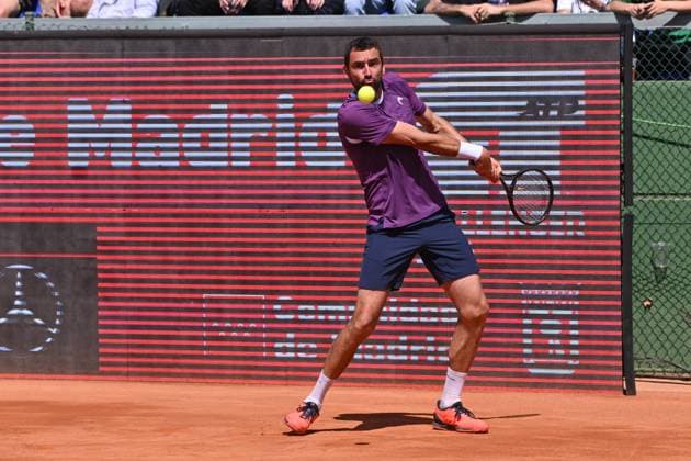 April 10, 2025, Madrid, Madrid, Spain: MARIN CILIC (CRO) playing the round of 8 match of the Grand Prix by Mercedes-Benz Open Comunidad de Madrid, at the Club de Campo Villa de Madrid on April 9, 2025. Madrid Spain - ZUMAc312 20250410_zsp_c312_086 Copyright: xOscarxManuelxSanchezx