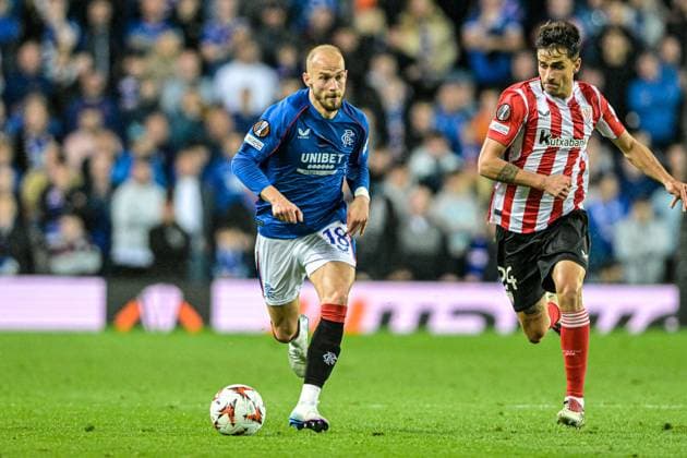 Rangers v Athletic Bilbao UEFA Europa League Vaclav Cerny of Rangers runs with the ball during the UEFA Europa League Quarter-final First Leg match at Ibrox Stadium, Glasgow UK Newspapers OUT Copyright: xJamiexJohnstonx FIL-21689-0202