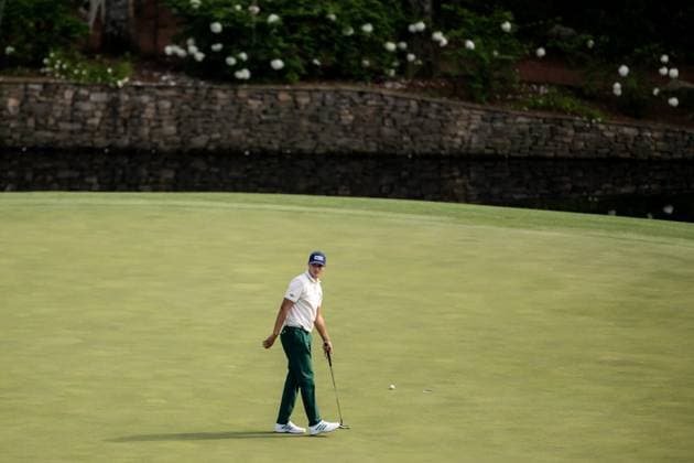 250410 Ludvig Aberg of Sweden on the 11th green during the first round of the 2025 Masters Golf Tournament on April 10, 2025 in Augusta. Photo: Petter Arvidson BILDBYRAN kod PA PA1007 bbeng golf masters the masters augusta us masters sverige Copyright: PETTERxARVIDSON BB250410PA193