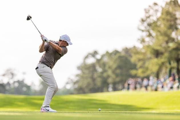 250410 Rory McIlroy of Northern Ireland during the first round of the 2025 Masters Golf Tournament on April 10, 2025 in Augusta. Photo: Petter Arvidson BILDBYRAN kod PA PA1007 bbeng golf masters the masters augusta us masters Copyright: PETTERxARVIDSON BB250410PA214