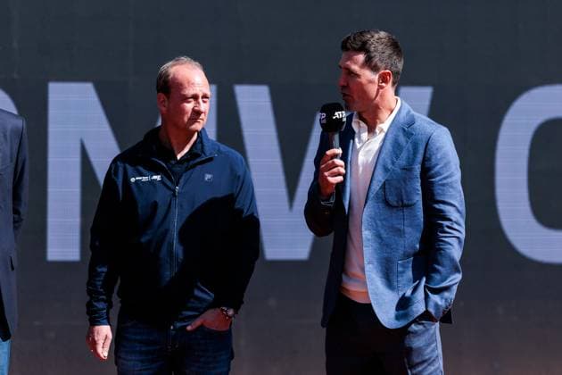 BMW Open München ATP, Tennis Herren 500: Eröffnungspressekonferenz; 11.04.2025 Christian Okon, Veranstalter MMP Event, Mischa Zverev, Turnierdirektor Allianz Para Trophy während der Pressekonferenz BMW Open by Bitpanda München ATP 500: Eröffnungspressekonferenz, München, MTTC Iphitos am 11.04.2025 Copyright: xBEAUTIFULxSPORTS Wunderlx