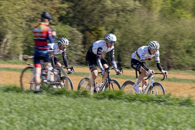 GRUSON - PARIS ROUBAIX - UEA - TADEJ POGACAR PHOTOPQR VOIX DU NORD PASCAL BONNIERE ; 11 04 2025 ; GRUSON 11.04.2025 - cyclisme - equipe UAE , Pogacar TADEJ carrefour de l arbre . PHOTO PASCAL BONNIERE LA VOIX DU NORD - Reconnaissance of the track of this year s one-day cycling race Paris-Roubaix, around Roubaix, France, Friday 11 April 2025. HAUTS DE FRANCE France  Copyright: xPHOTOPQR VOIXxDUxNORD MAXPPPxPASCALxBONNIEREx 20250411VDN5905 20250411VDN5905